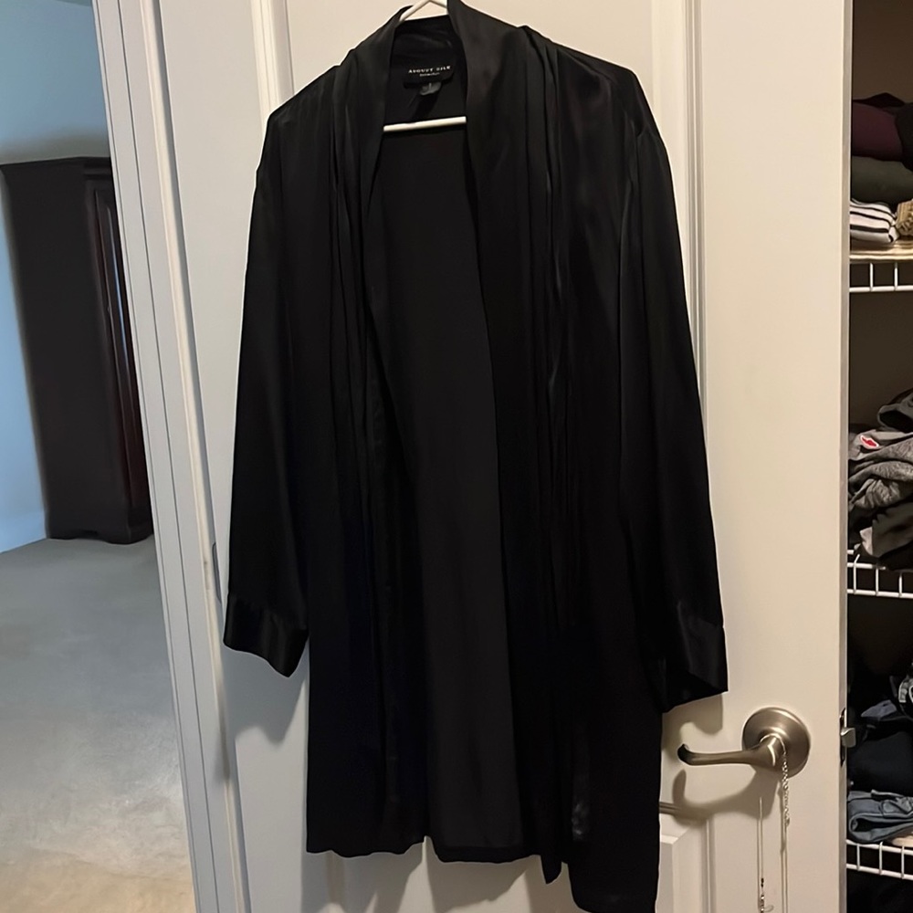 Black silk belted robe